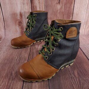 Sorel Womens Size 8 PDX Lexie Wedge Boot Ankle Bootie Elk Curry Camel Brown